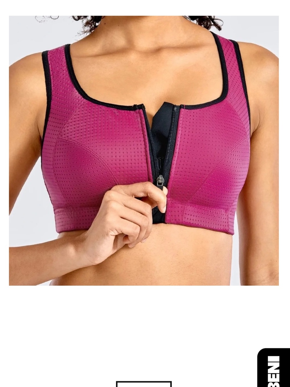 NWT Syrokan Front-Zip Racerback Magenta Sports Bra with Black Trim 32E